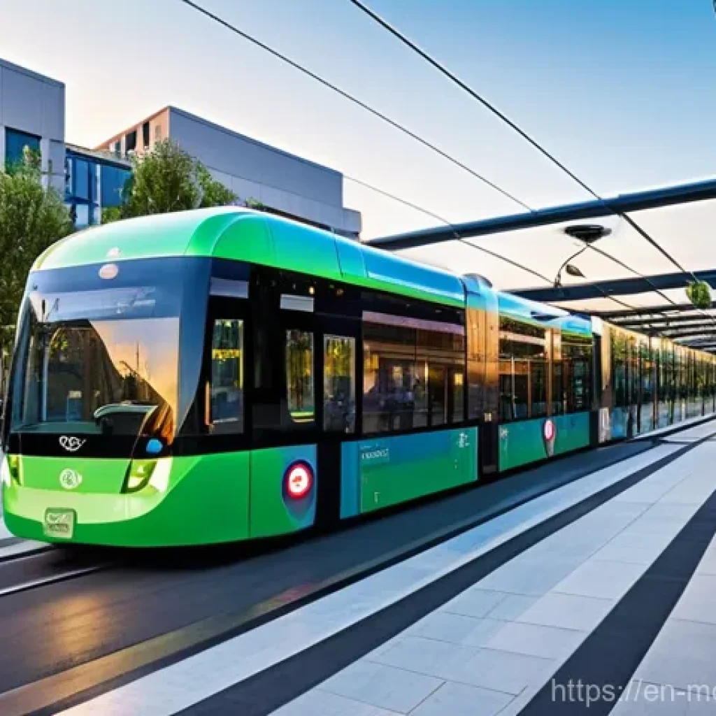 모빌리티와 탄소 중립 목표 달성 - **Prompt:** A vibrant, futuristic urban mobility hub at dusk. People of diverse backgrounds are seam...